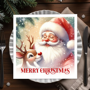 Delightful Santa Rudolph Holiday Party Napkins