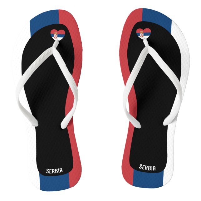 Delightful Serbia Flag Colours Patriotic Flip Flops (Footbed)