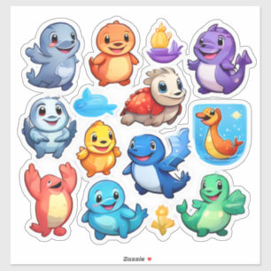 Delightful set of cartoon animal stickers