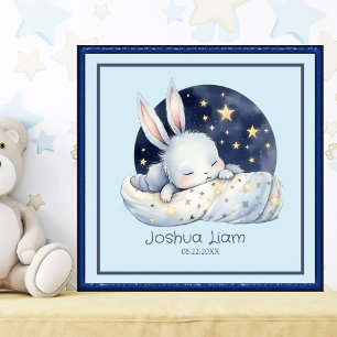 Delightful Sleeping Baby Bunny Nursery Art Poster