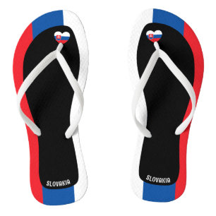 Delightful Slovakia Flag Colours Patriotic Flip Flops