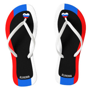 Delightful Slovenia Flag Colours Patriotic Flip Flops