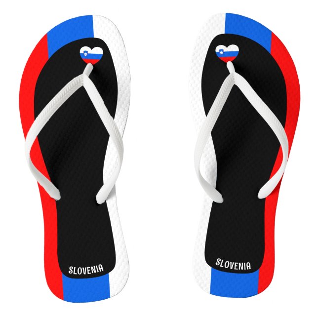Delightful Slovenia Flag Colours Patriotic Flip Flops (Footbed)