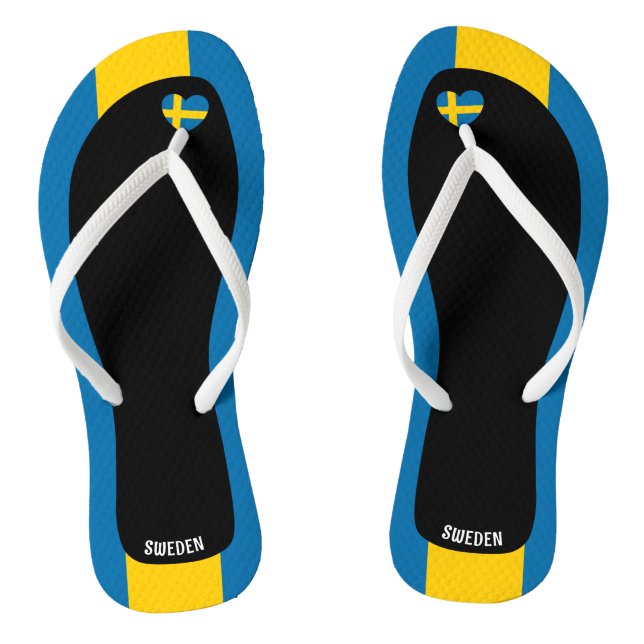 Delightful Sweden Flag Colours Patriotic Flip Flops (Footbed)
