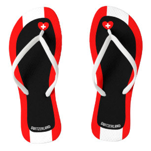 Delightful Switzerland Flag Colours Patriotic Flip Flops