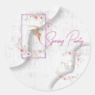 Delightful tea party classic round sticker