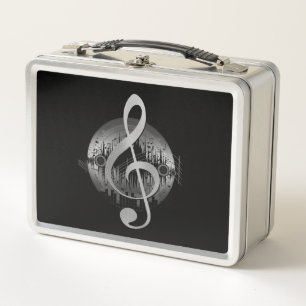 Delightful Tune - Silver  Metal Lunch Box