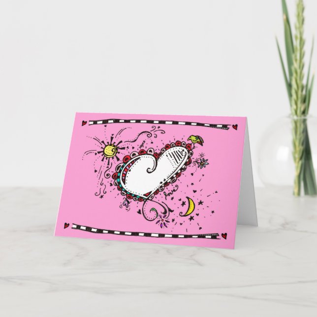 Delightful Valentine Pink Holiday Card (Front)