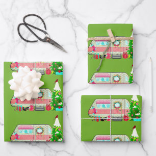 Delightful Vintage Camper Trailer Holiday Wrapping Paper Sheet