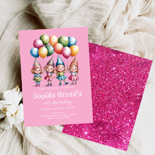 Delightful Watercolor Gnome Girls  Invitation