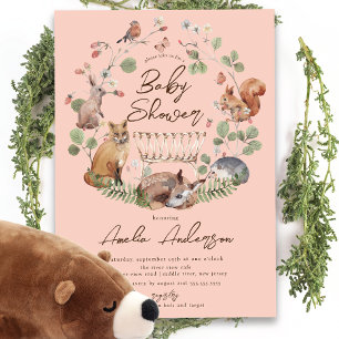Delightful Woodland Animals Baby Shower Invitation