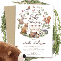 Delightful Woodland Animals Baby Shower Invitation
