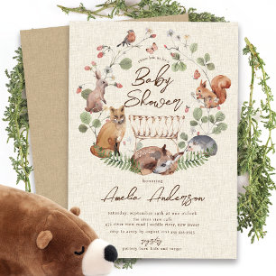 Delightful Woodland Animals Baby Shower Invitation