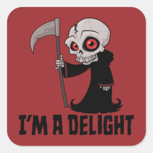 Delightfully Grim Reaper Soul Harvester Square Sticker