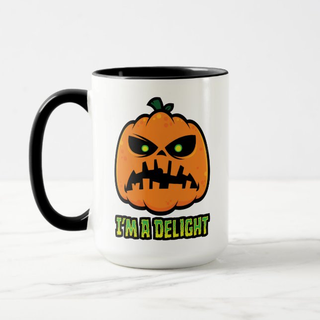 Delightfully Grumpy Jack-O-Lantern Pumpkin Mug (Left)