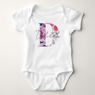 Delilah Baby Name Flower Script Vintage Floral D Bodysuit