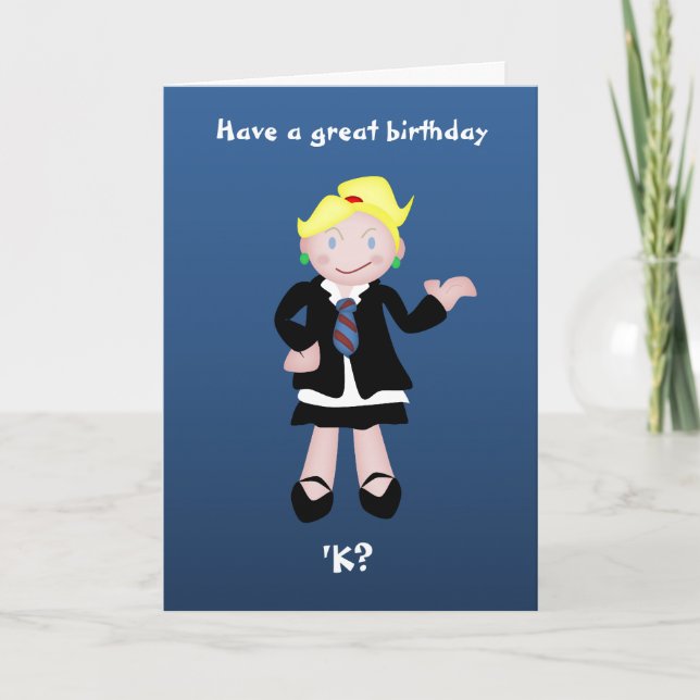 Delinquent Doll School Girl Card (Front)