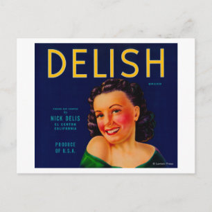 Delish Orange LabelEl Centro, CA Postcard