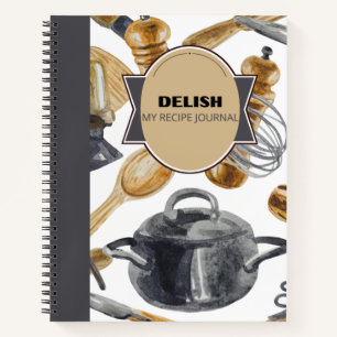 DELISH RECIPE POT & WOOD DESIGN NOTEBOOK
