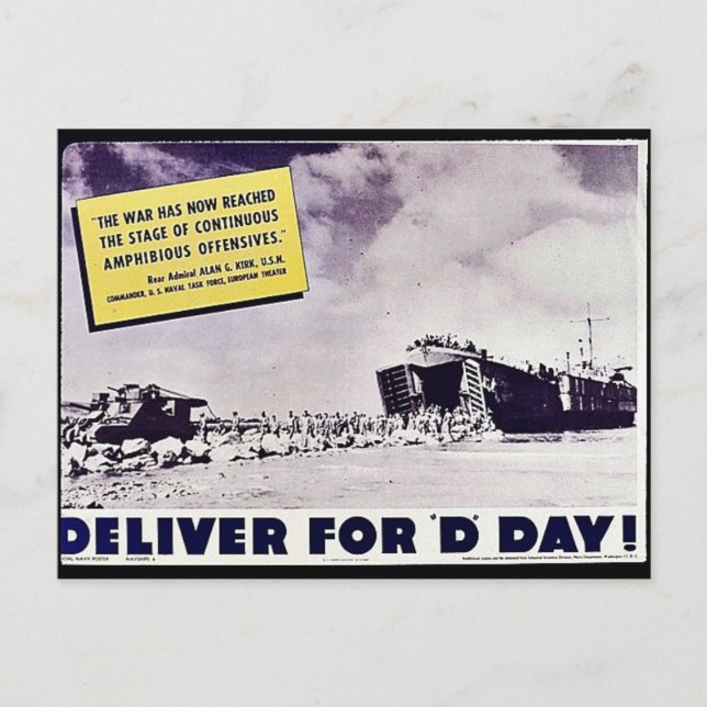 Deliver For 'D' Day!, The War Has Now Reached The Postcard (Front)
