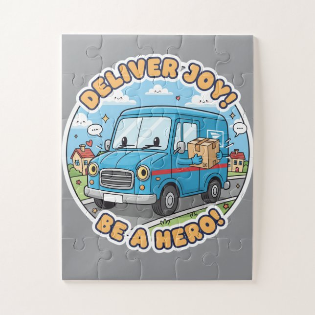 Deliver Joy! Be A Hero! - Cheerful Cartoon Mail Jigsaw Puzzle (Vertical)