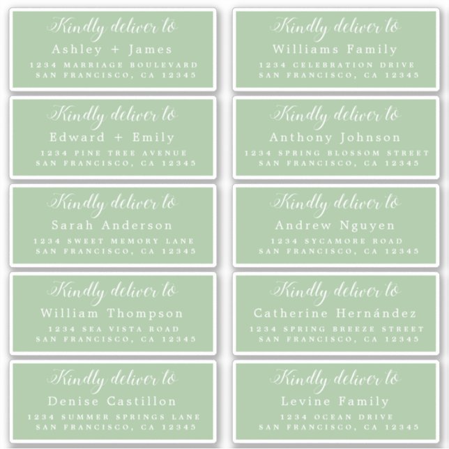 Deliver to Calligraphy Wedding Guest Address Label (Front)