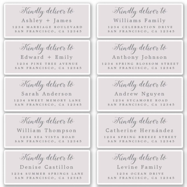 Deliver to Calligraphy Wedding Guest Address Label (Front)