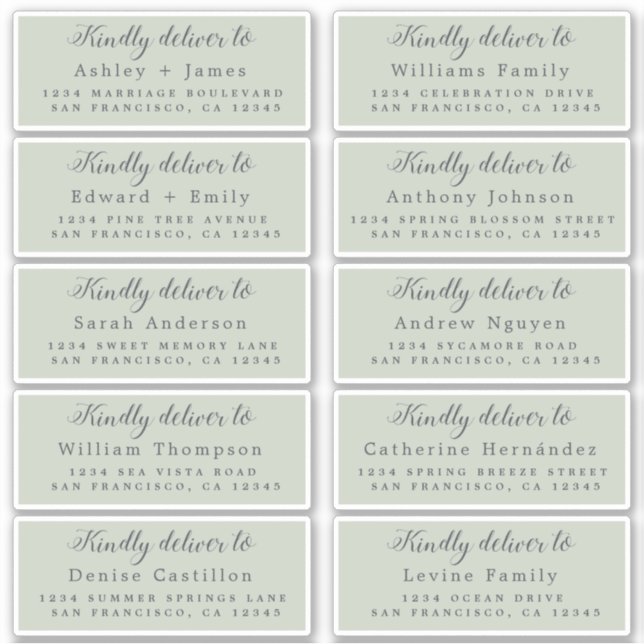 Deliver to Calligraphy Wedding Guest Address Label (Front)