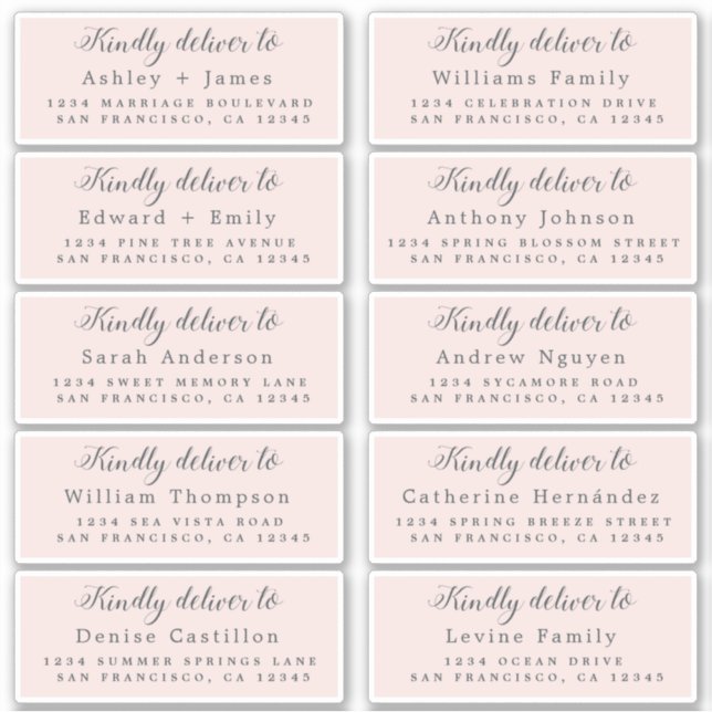 Deliver to Calligraphy Wedding Guest Address Label (Front)