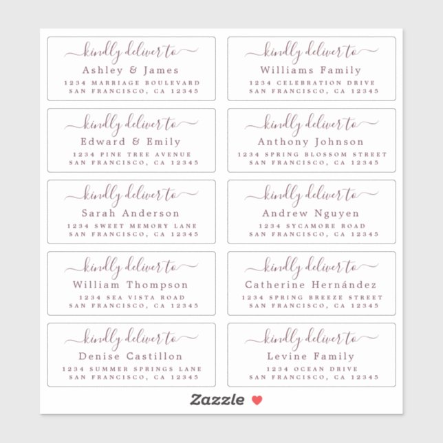 Deliver to Calligraphy Wedding Guest Address Label (Sheet)