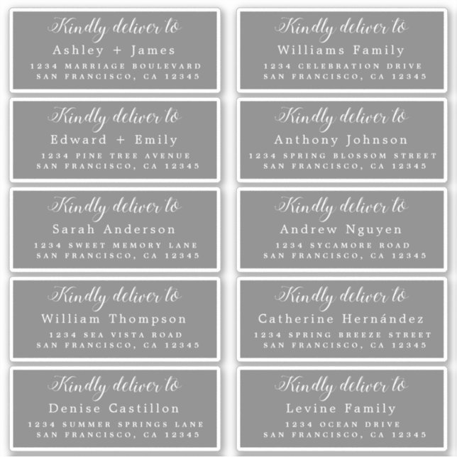 Deliver to Calligraphy Wedding Guest Address Label (Front)