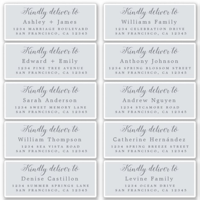 Deliver to Calligraphy Wedding Guest Address Label (Front)