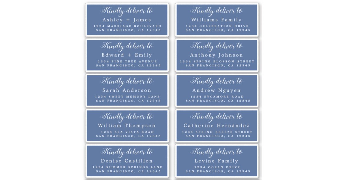 Deliver to Calligraphy Wedding Guest Address Label | Zazzle.co.uk