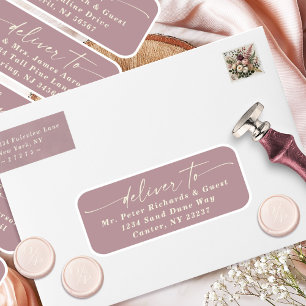 Deliver To Script Dusty Mauve Guest Address Labels