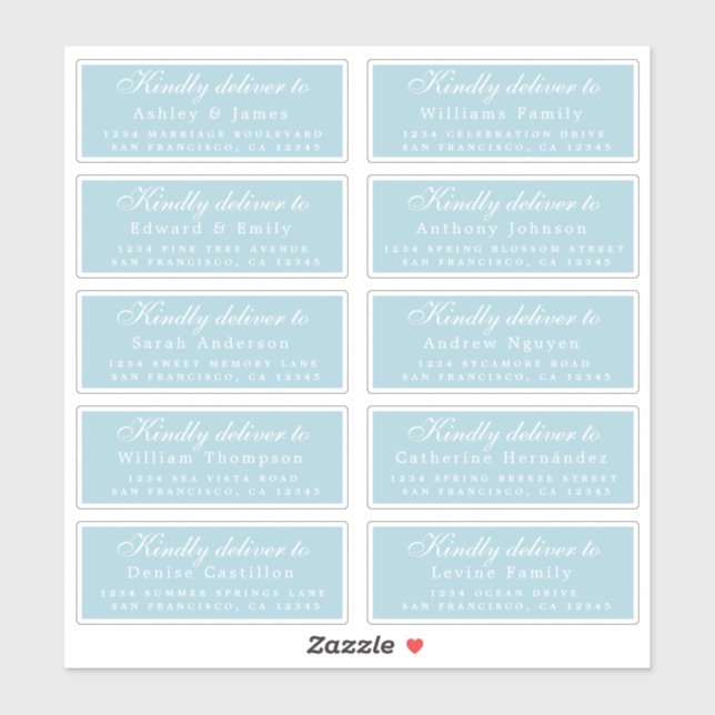 Deliver to Script Wedding Guest Address Blue (Sheet)