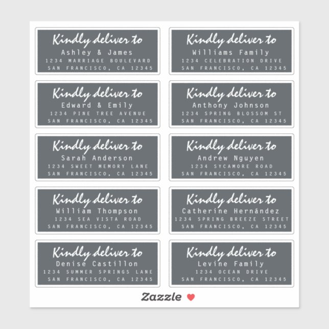 Deliver to Script Wedding Guest Address Off-Black  (Sheet)