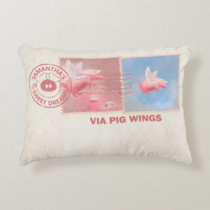 Deliver Yourself-Flying Pig Postage Accent Pillow