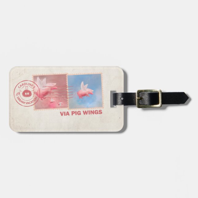 Deliver Yourself-Flying Pig Postage Luggage Tag (Front Horizontal)