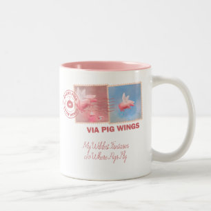 Deliver Yourself-Flying Pig Postage Two-Tone Coffe Coffee Mug