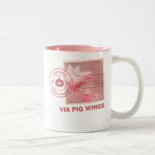 Deliver Yourself-Flying Pig Postage Two-Tone Coffe Coffee Mug