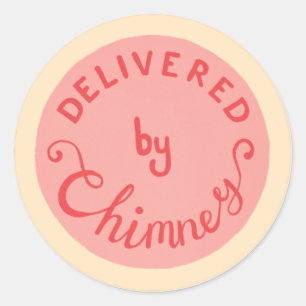 Delivered by Chimney retro pink Christmas sticker
