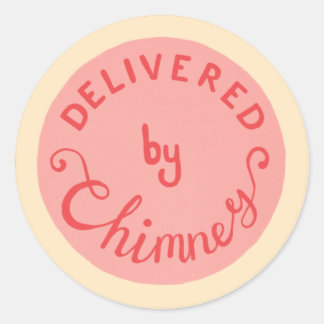 Delivered by Chimney retro pink Christmas sticker 
