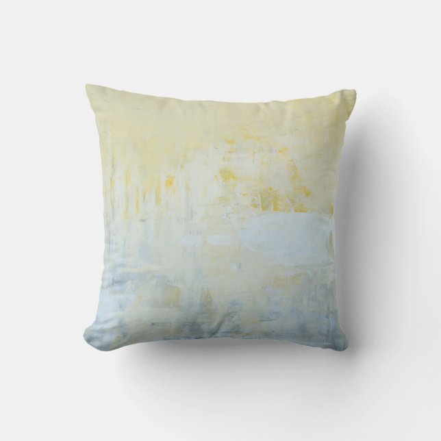 'Delivered' Grey and Yellow Abstract Art Pillow (Front)