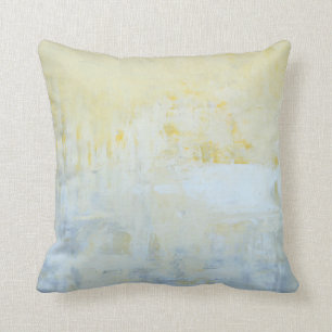 'Delivered' Grey and Yellow Abstract Art Pillow