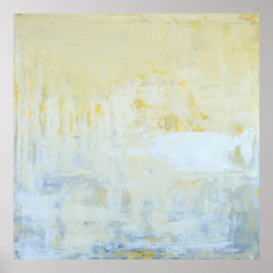 'Delivered' Grey and Yellow Abstract Art Poster