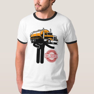 Delivered Tanker Truck Logistics Stick Figure T-Shirt