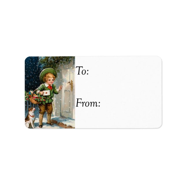 Delivering Christmas Cards Vintage Gift Tag (Front)