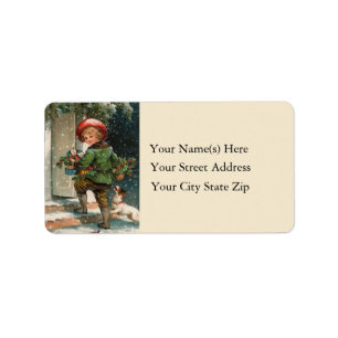 Delivering Christmas Gifts Vintage Address Label