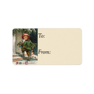Delivering Christmas Gifts Vintage Gift Tag