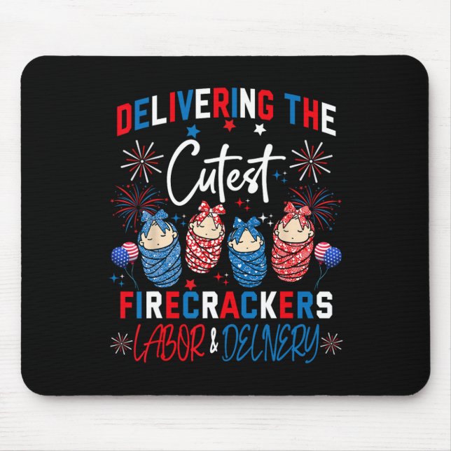 Delivering Cutest Firecrackers Labour And Delivery Mouse Mat (Front)